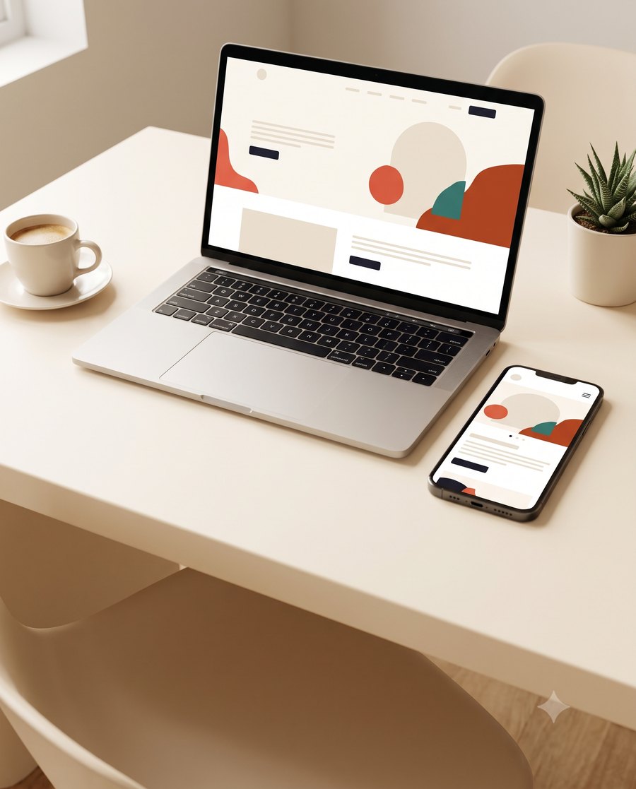 A clean Kodindo-built website shown on a laptop and phone