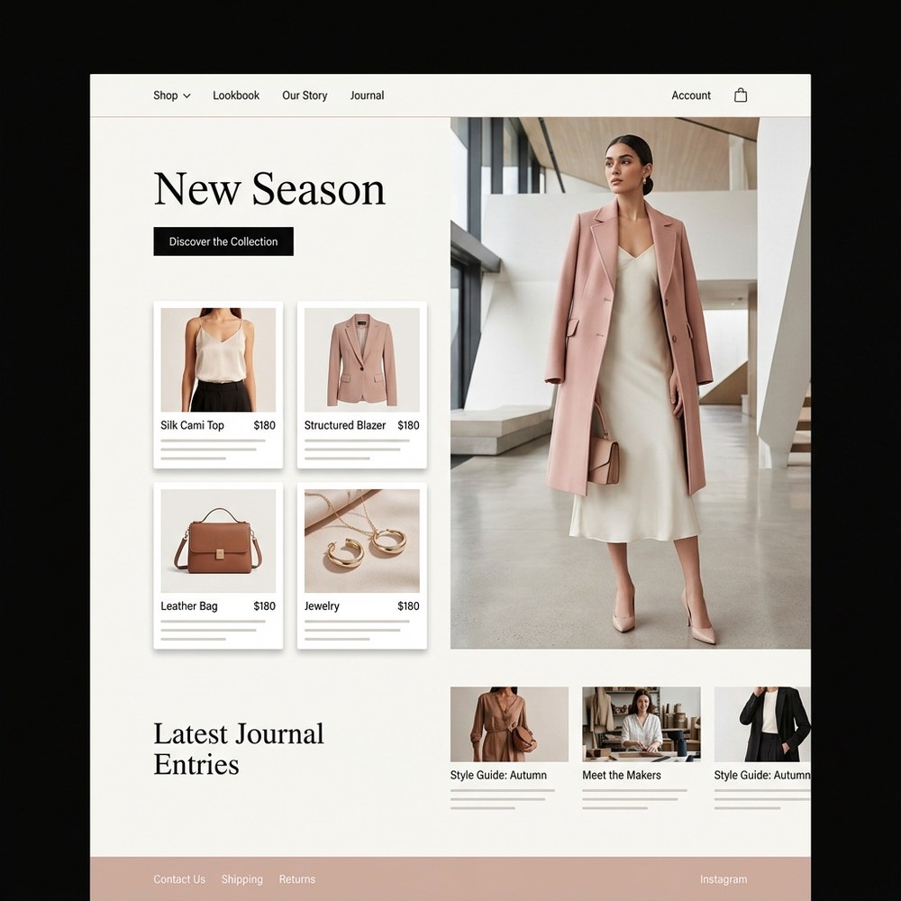 Example website design for a fashion boutique
